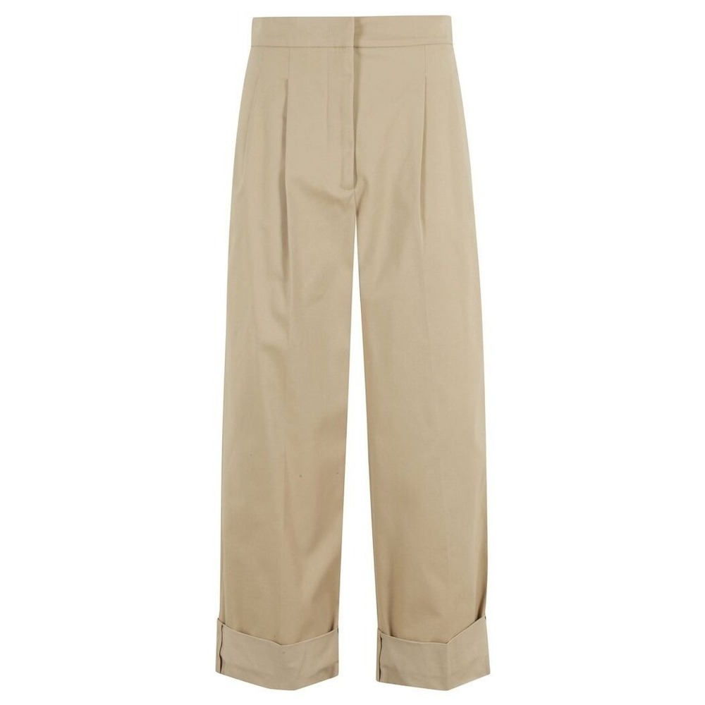 Max Mara Weekend Cotton High Waisted Wide Leg Pleated Pants Bronzo Biege Size 4